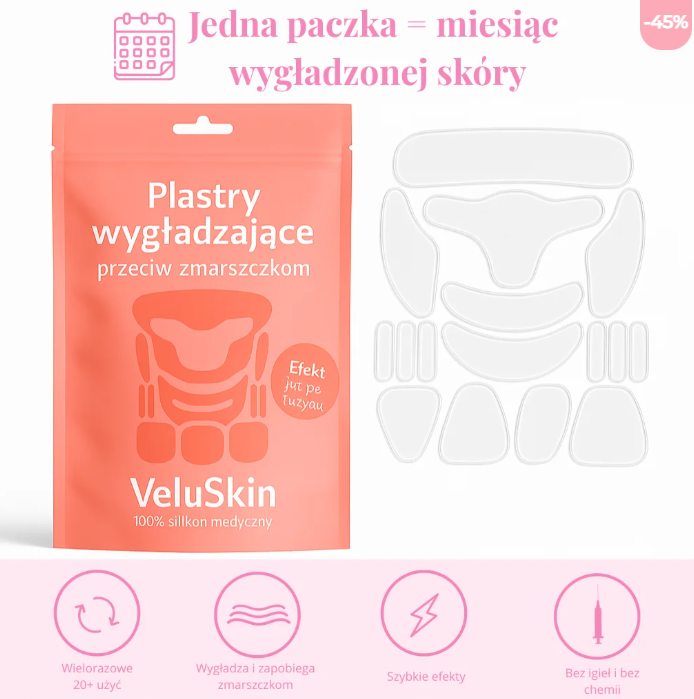 VeluSkin – Wielorazowe Plastry Antyzmarszczkowe (16 sztuk)
