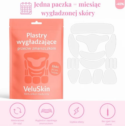 VeluSkin – Wielorazowe Plastry Antyzmarszczkowe (16 sztuk)